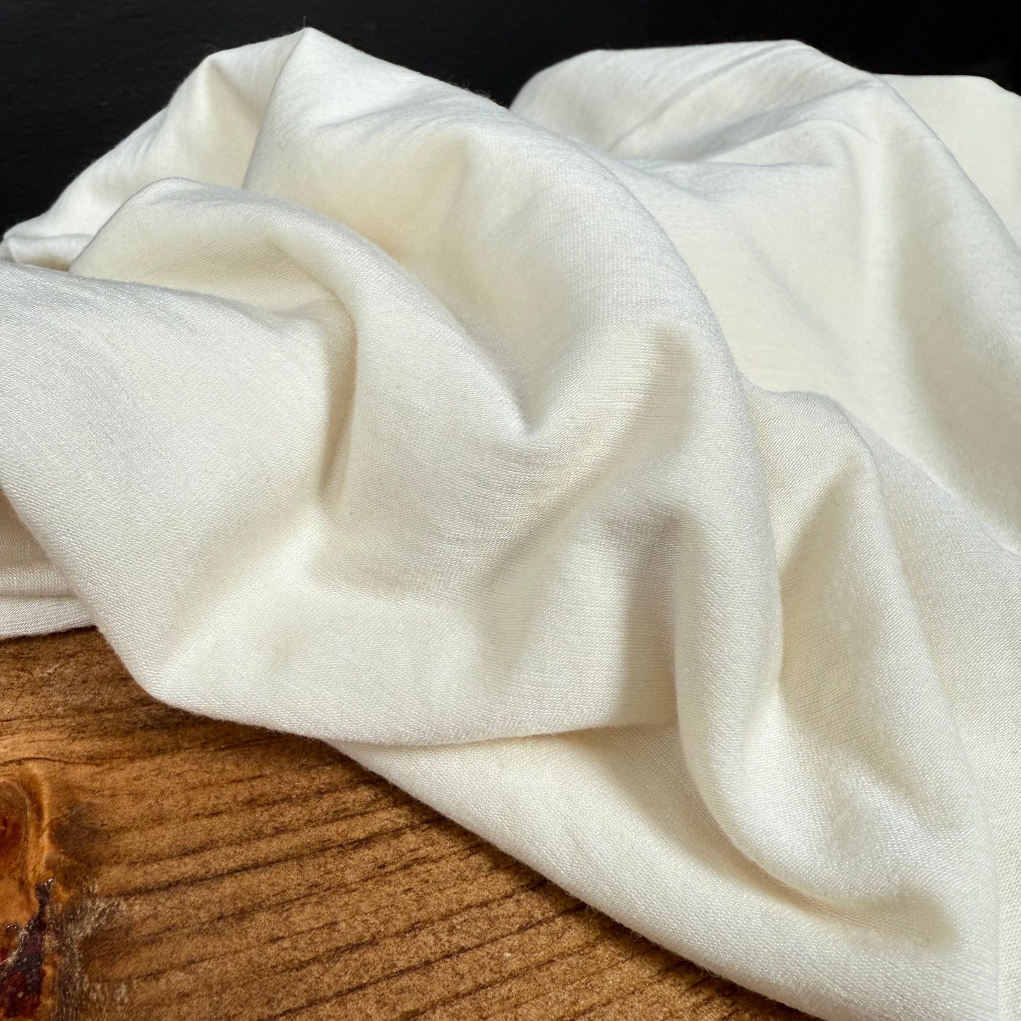 Worsted Merino Wool TENCEL™ Lyocell Stretch Jersey - Natural / Unbleached