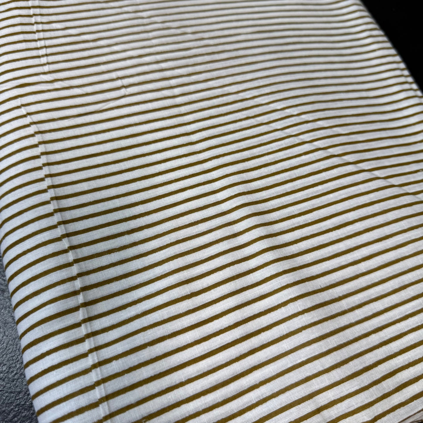 Parallel Lines Khaki - Bagru Indian Cotton Screen Print