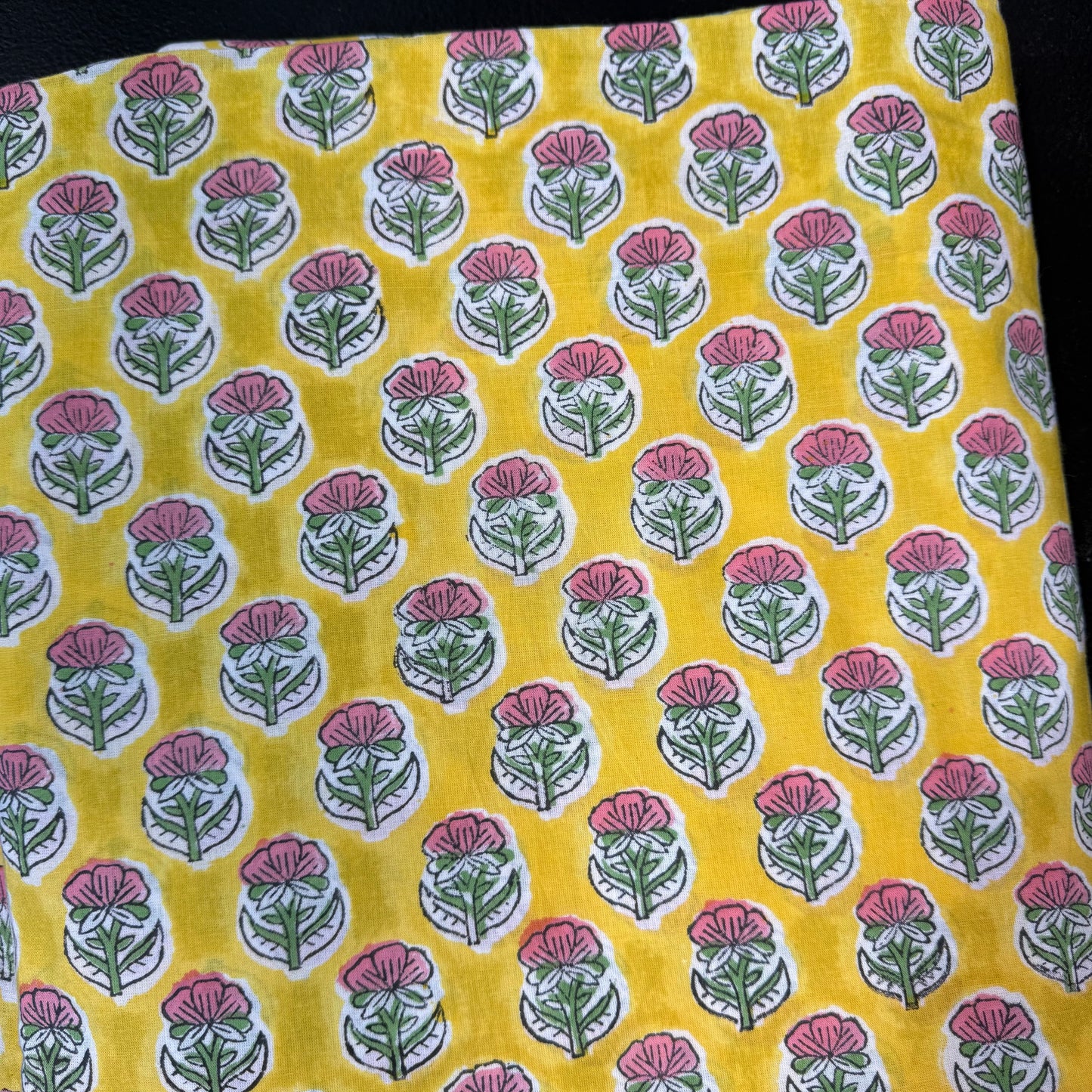 Floral Sunshine Buti - Bagru Indian Cotton Block Print