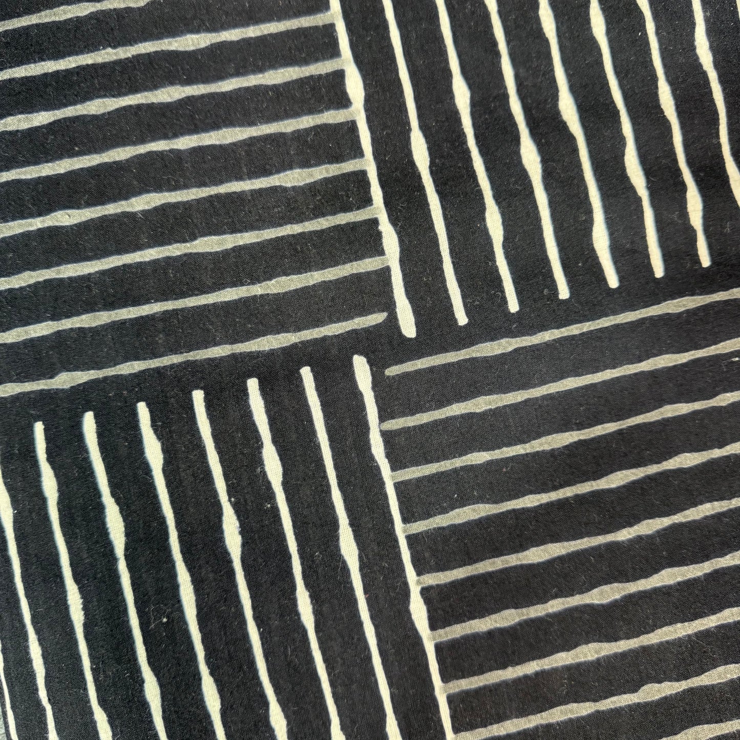 Modern Weave Black - Bagru Indian Cotton Block Print
