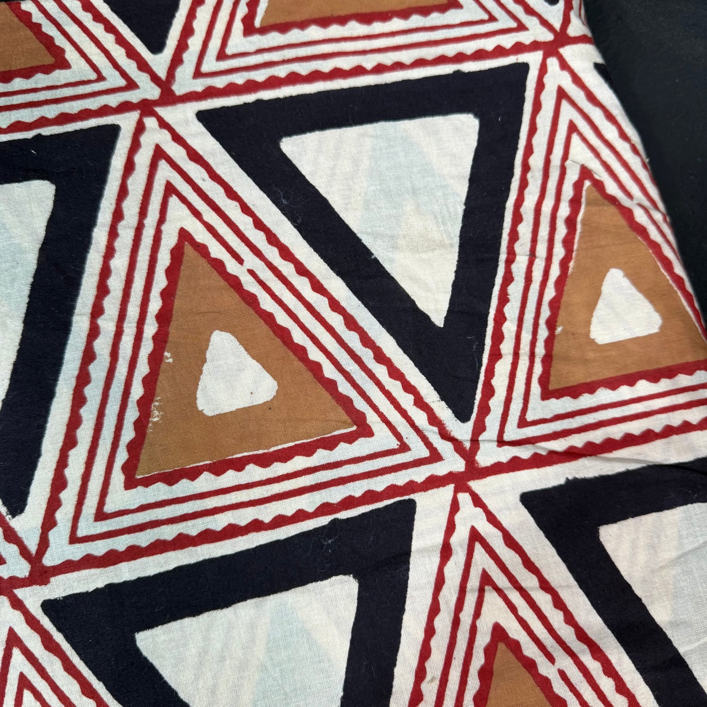 Zig Delta Caramel/Terra - Bagru Indian Cotton Block Print