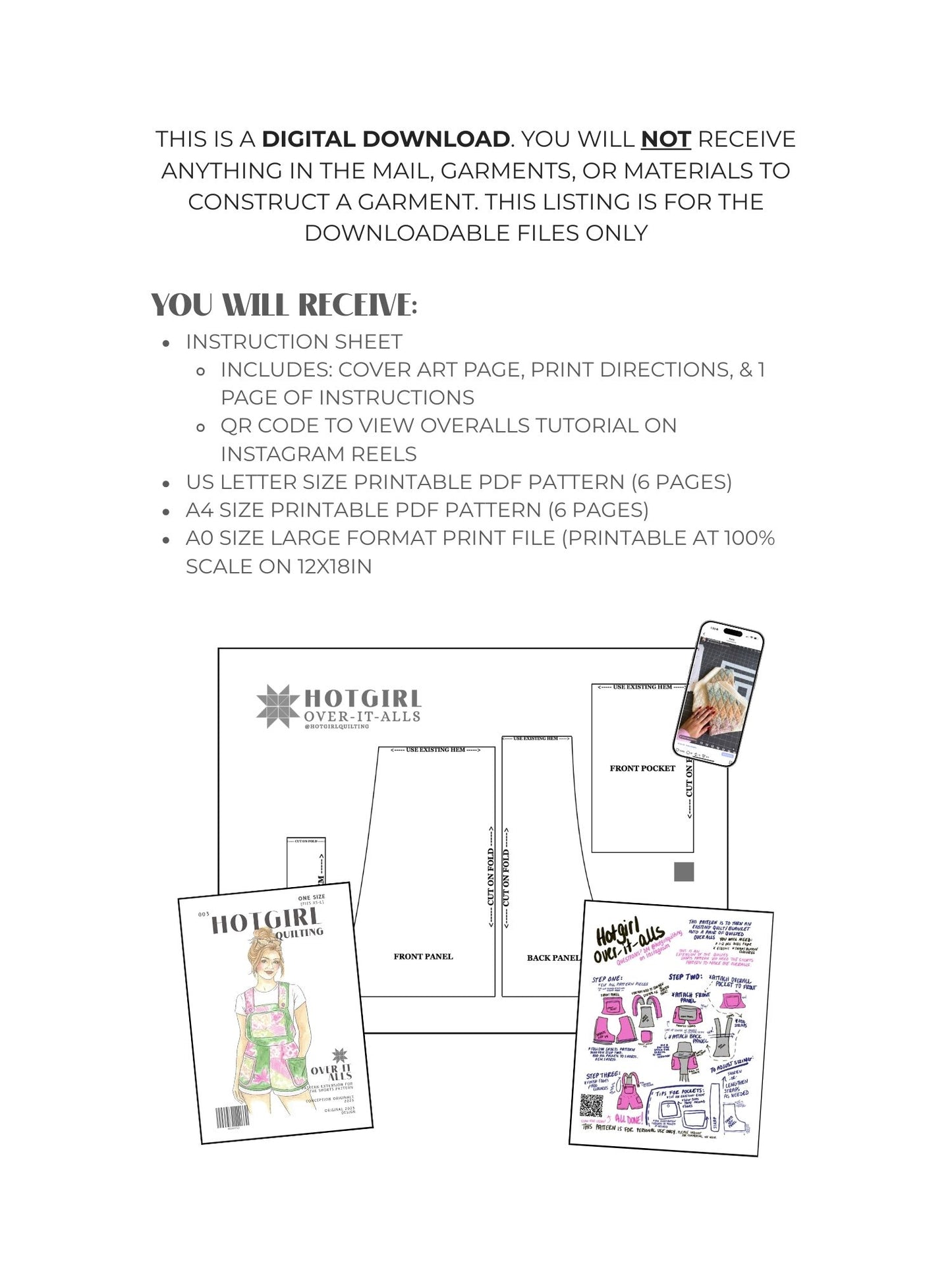 Overalls (Extension) - PDF Pattern - Hot Girl Quilting