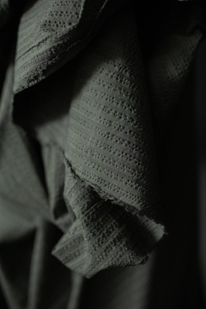 Aspen Green Seersucker Stripe Indian Organic Cotton - Merchant & Mills - Simplifi Fabric