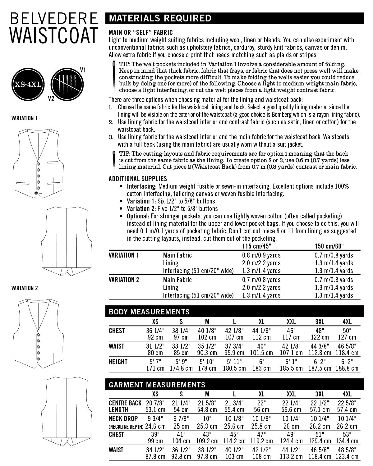 Belvedere Waistcoat Mens PDF Sewing Pattern - Thread Theory - Simplifi Fabric