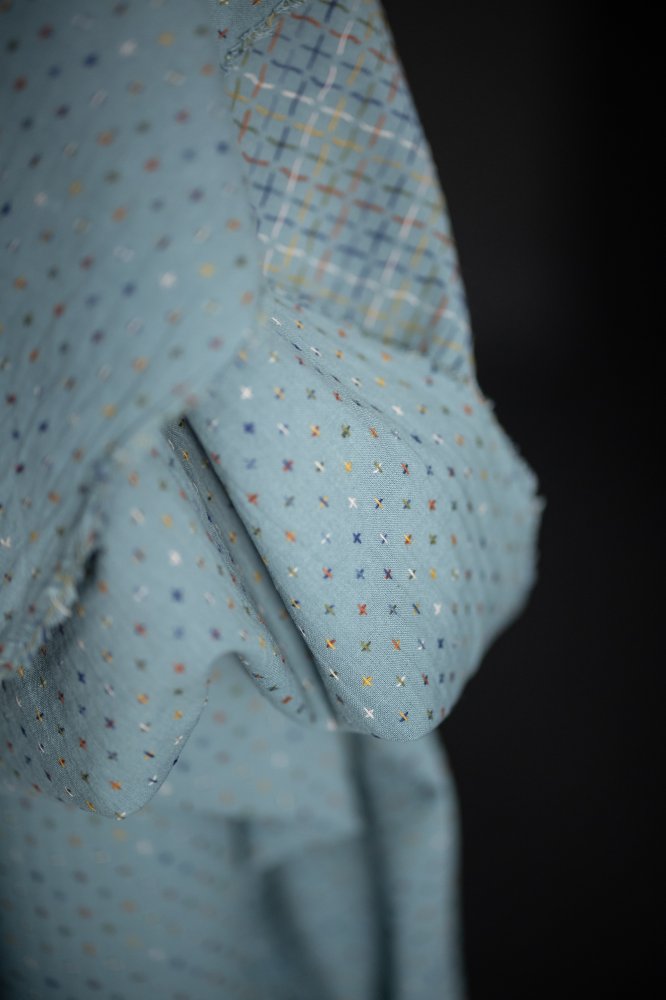 Blue Bobbette Cross Indian Cotton - Merchant & Mills - Simplifi Fabric