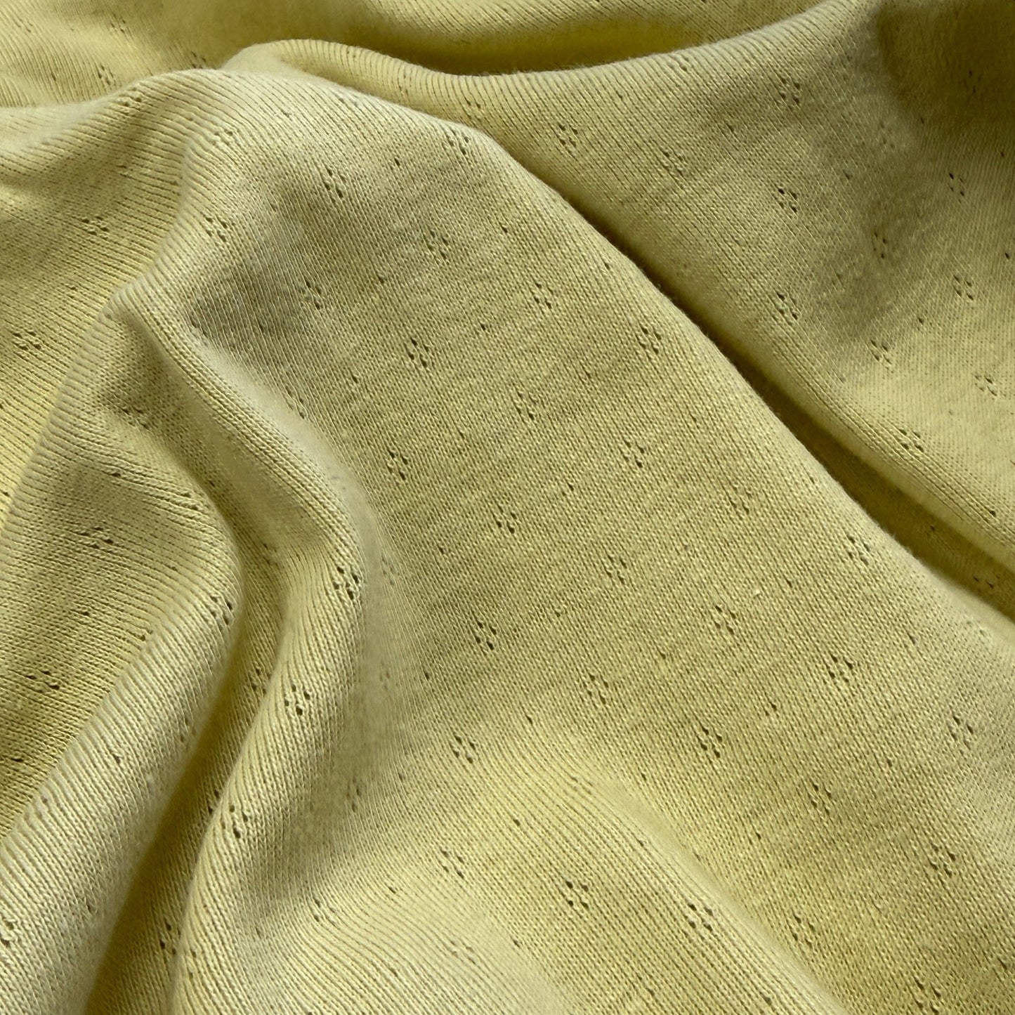 Delicate Diamonds Pointelle Knit Fabric - Organic Cotton - Warm Chamomille - Simplifi Fabric