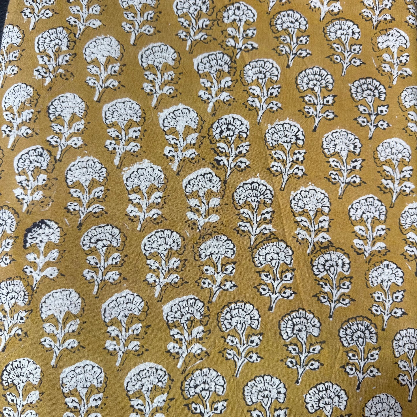 Harvest Bloom Mustard - Bagru Indian Cotton Block Print