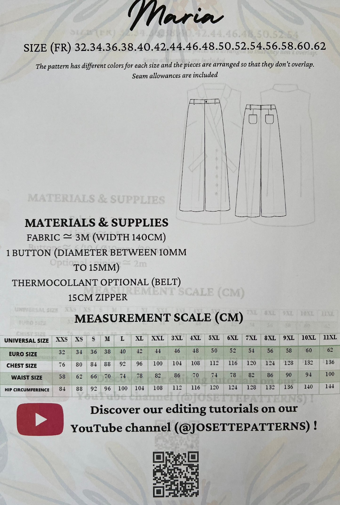 Maria - Womens Wide-Leg Jeans - Josette Patterns