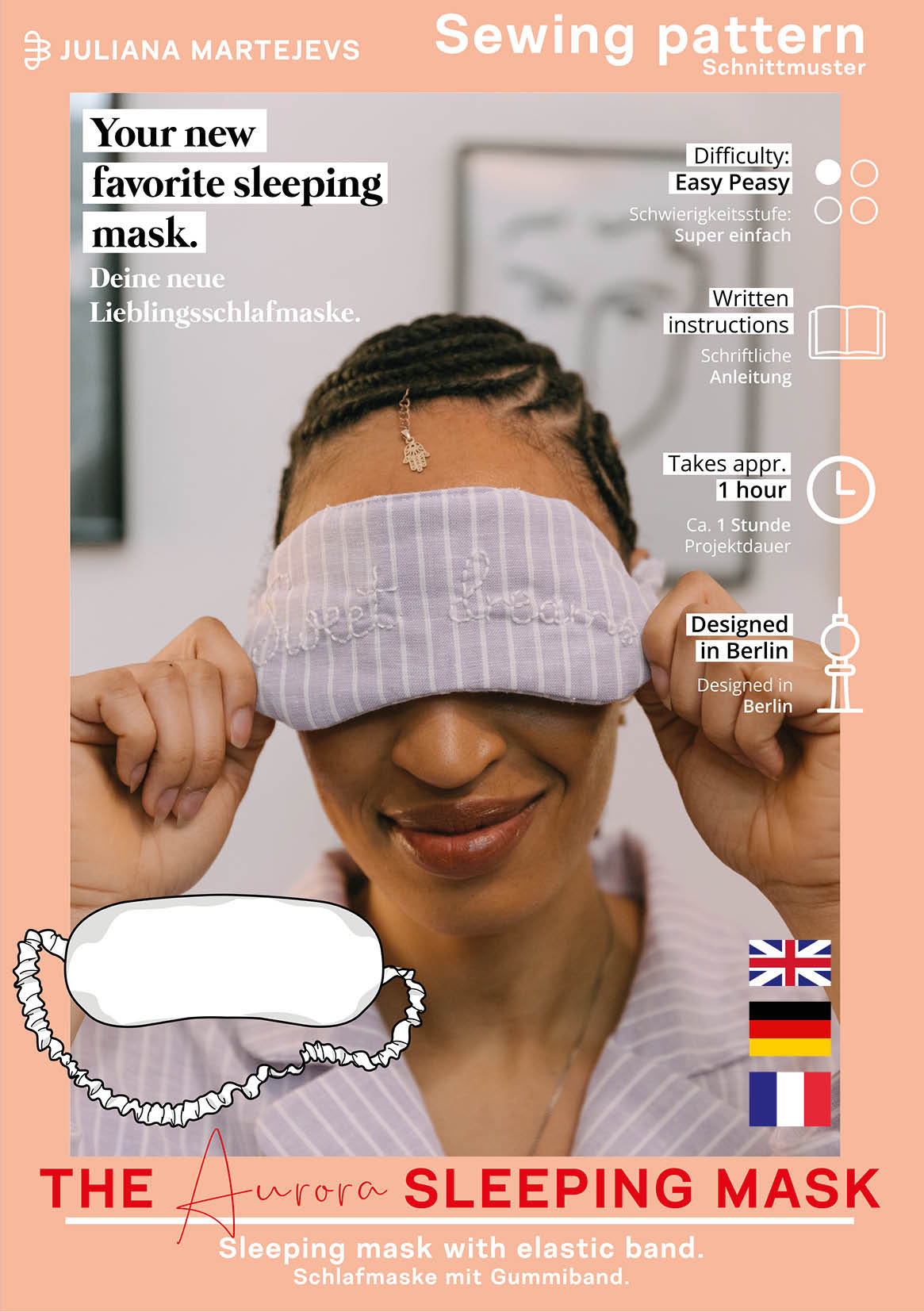 The Aurora Sleep Mask - Paper Sewing Pattern - Juliana Martejevs - Simplifi Fabric