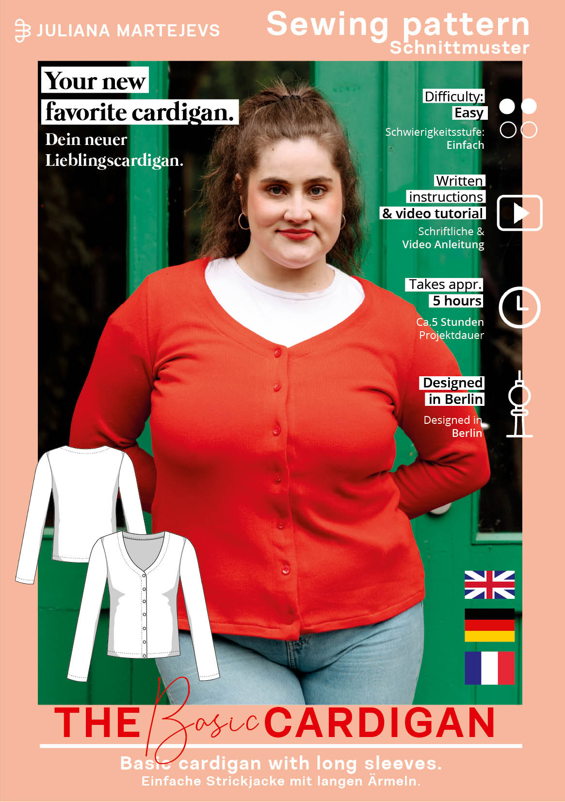 The Basic Cardigan - Paper Sewing Pattern - Juliana Martejevs - Simplifi Fabric