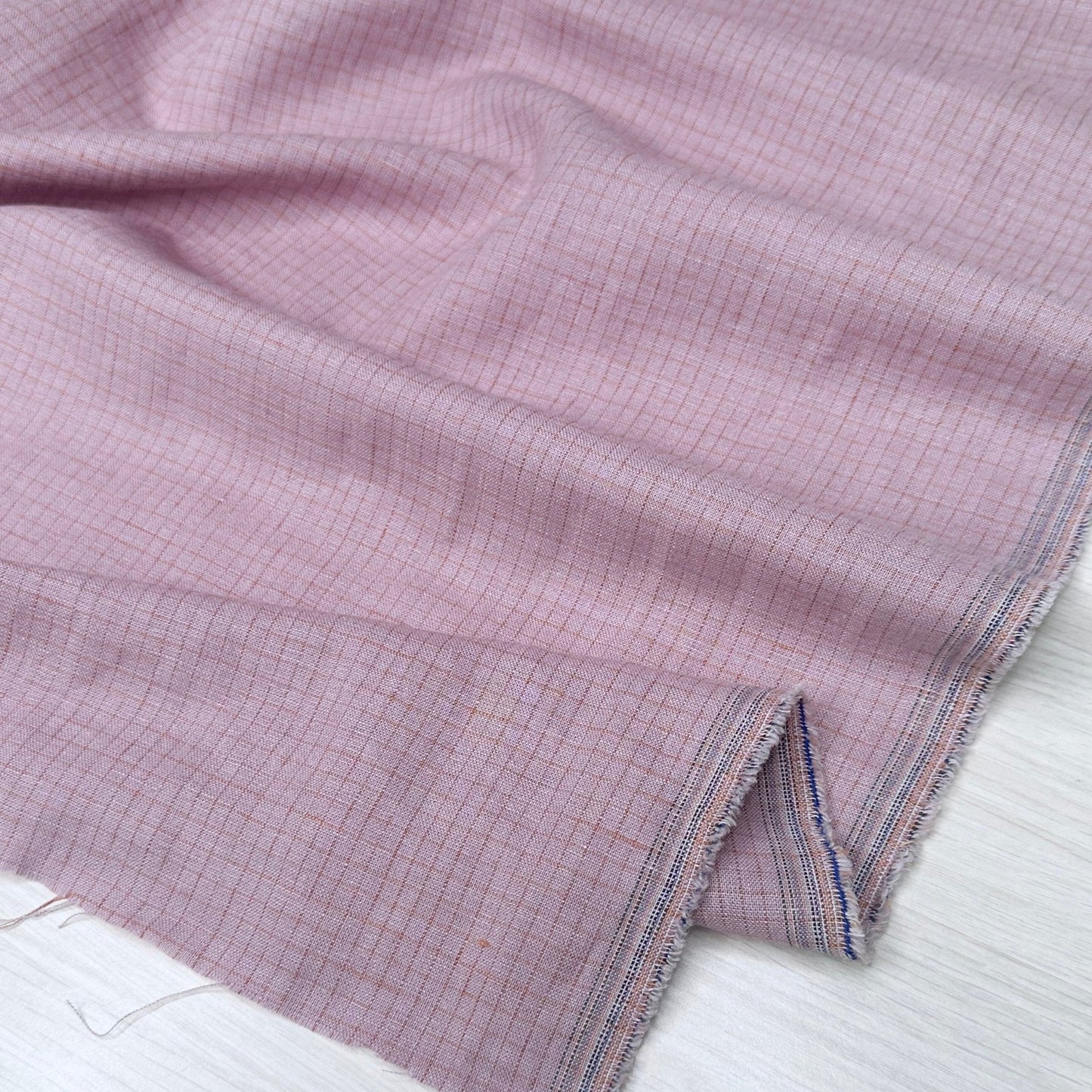 Washed Linen Cotton Check - Lilac/Copper - Simplifi Fabric