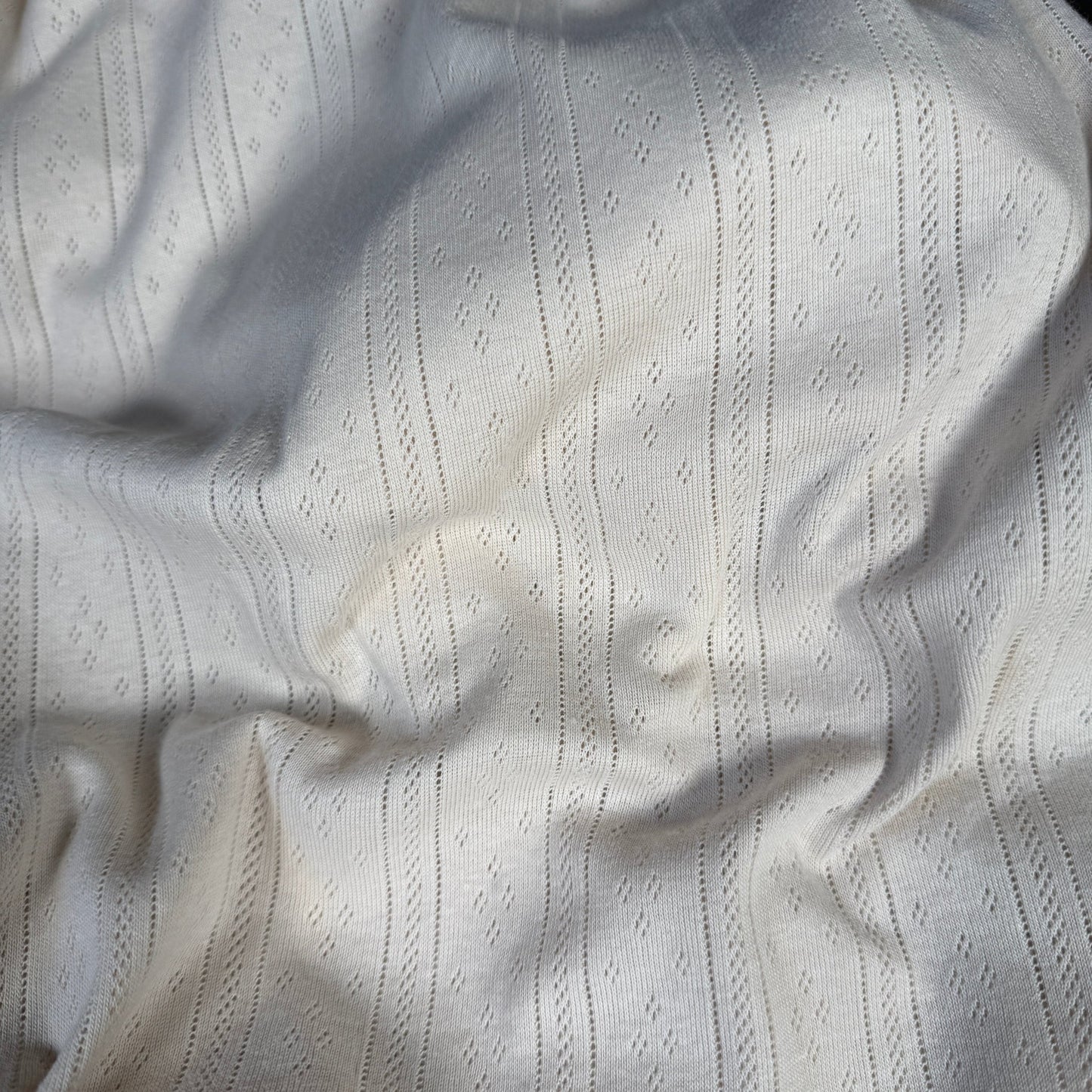 Whispering Lines/Diamonds Pointelle Knit Fabric - Organic Cotton - Cotton Cream - Simplifi Fabric