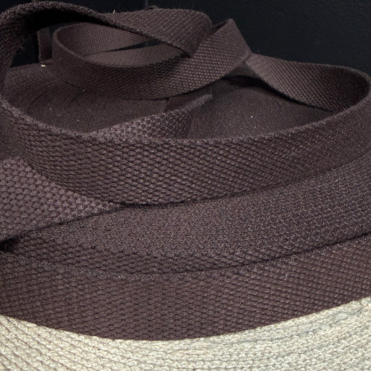 1" Organic Cotton RPET Webbing - Espresso Brown - Simplifi Fabric