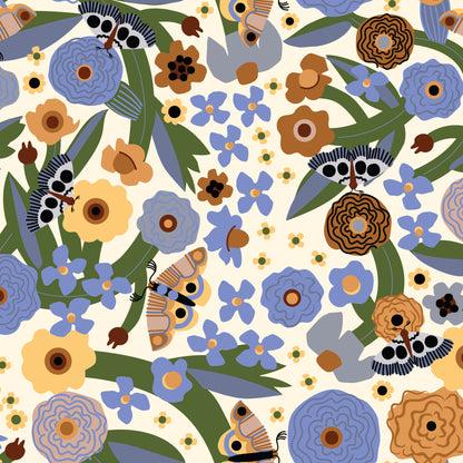 Moth Garden - Firefly Moon - Leah Duncan - Cloud 9 Fabrics - Poplin