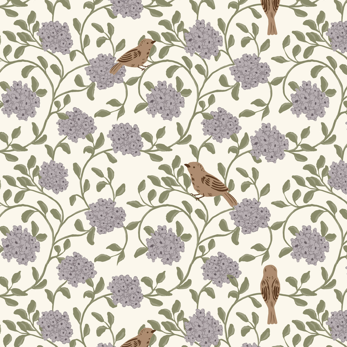 Birdsong - Ivory - Lisee Ree Designs - Midwinter Memories - Cloud 9 Fabrics - Organic Cotton Poplin
