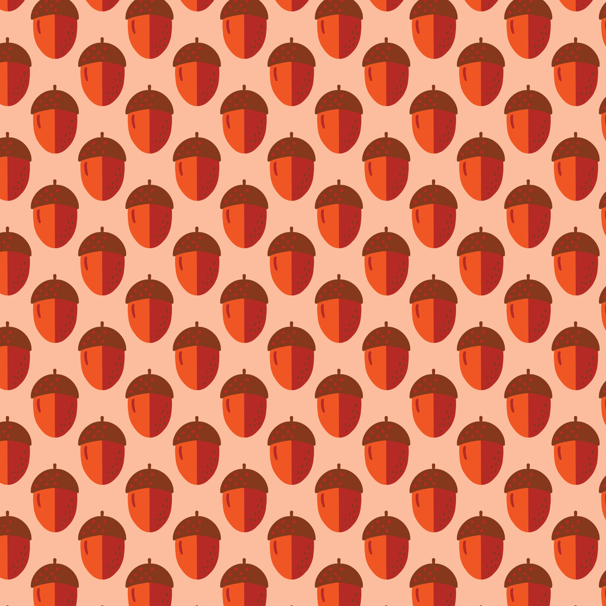 Acorns - Orange - Jojulein Design - Foxwood - Cloud 9 Fabrics - Organic Cotton Poplin