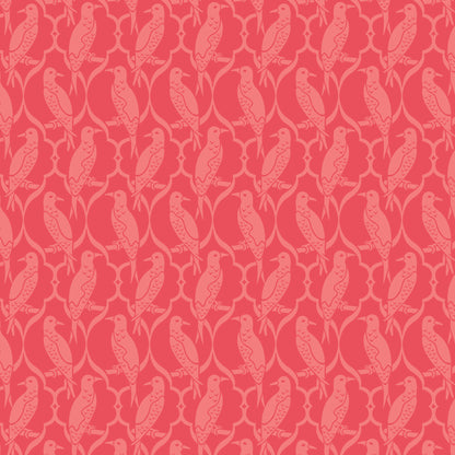 Birds Of A Feather - Dark Pink - Paint-By-Number Garden Party - Elle Crée - Cloud 9 Fabrics - Poplin