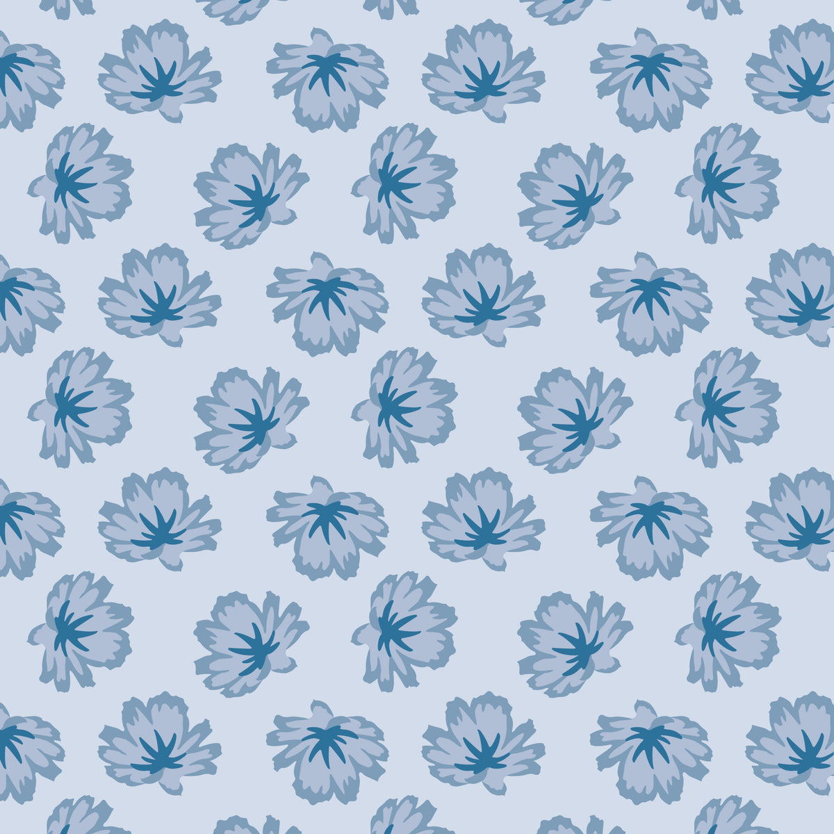 Chicory Charmers - Blue - Paint-By-Number Garden Party - Elle Crée - Cloud 9 Fabrics - Poplin