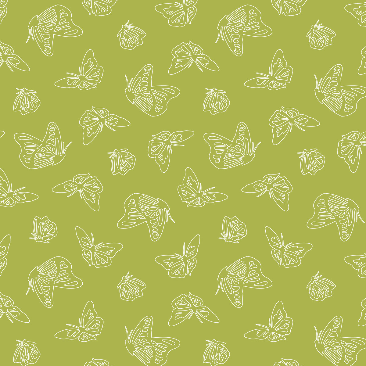 Papillon Parade - Green - Paint-By-Number Garden Party - Elle Crée - Cloud 9 Fabrics - Poplin