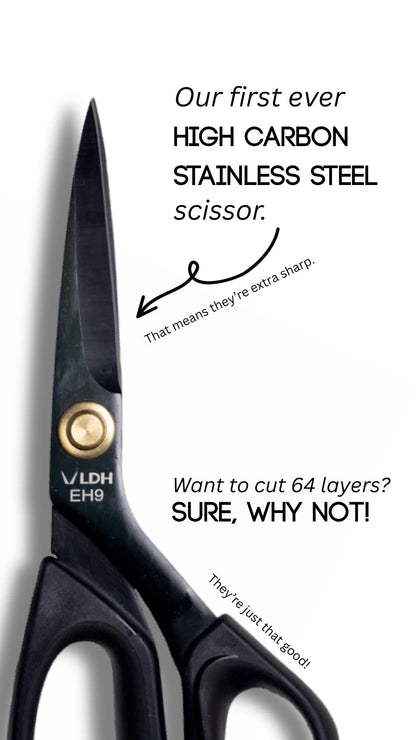 9" Midnight Edition Ergonomic Scissors - LDH Scissors - Simplifi Fabric