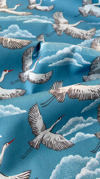 Flying Cranes - Baltic Woodland - Maria Galybina - Cloud 9 Fabrics - Poplin