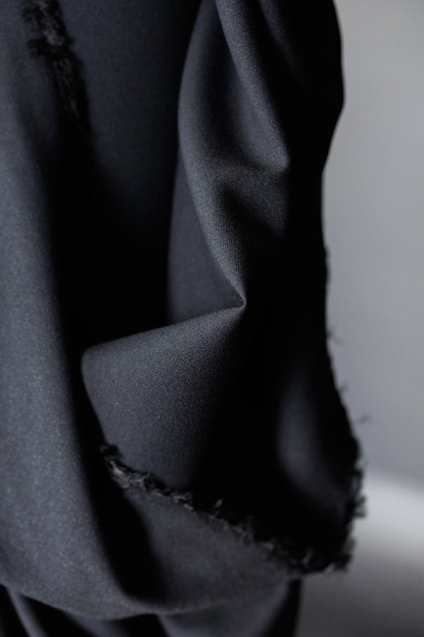 Dark Black Wool / Viscose  Crepe - European Import - Merchant & Mills