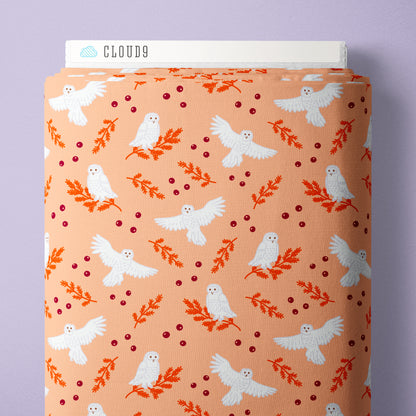 Snowy Owl - Orange - Jojulein Design - Foxwood - Cloud 9 Fabrics - Organic Cotton Poplin
