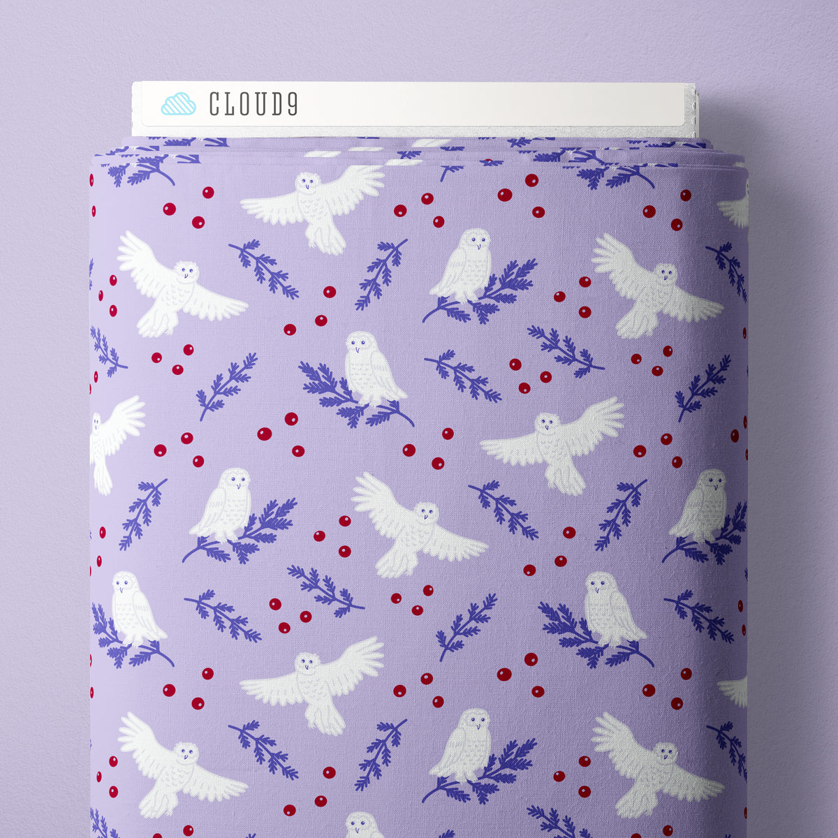 Snowy Owl - Blue - Jojulein Design - Foxwood - Cloud 9 Fabrics - Organic Cotton Poplin