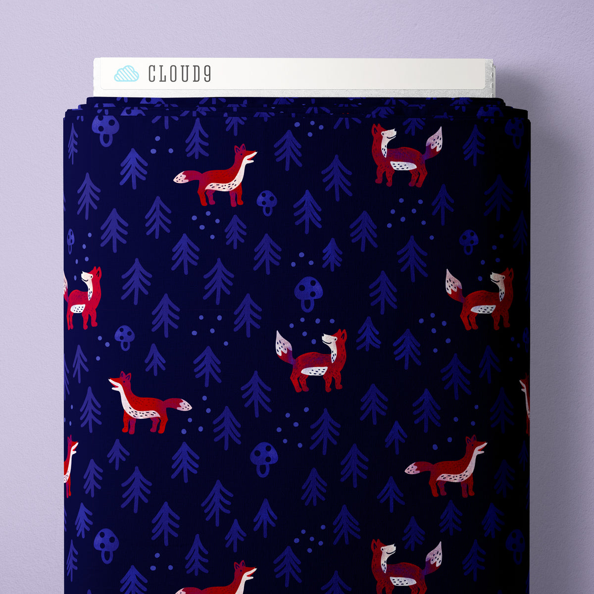 Little Fox - Navy - Jojulein Design - Foxwood - Cloud 9 Fabrics - Organic Cotton Poplin