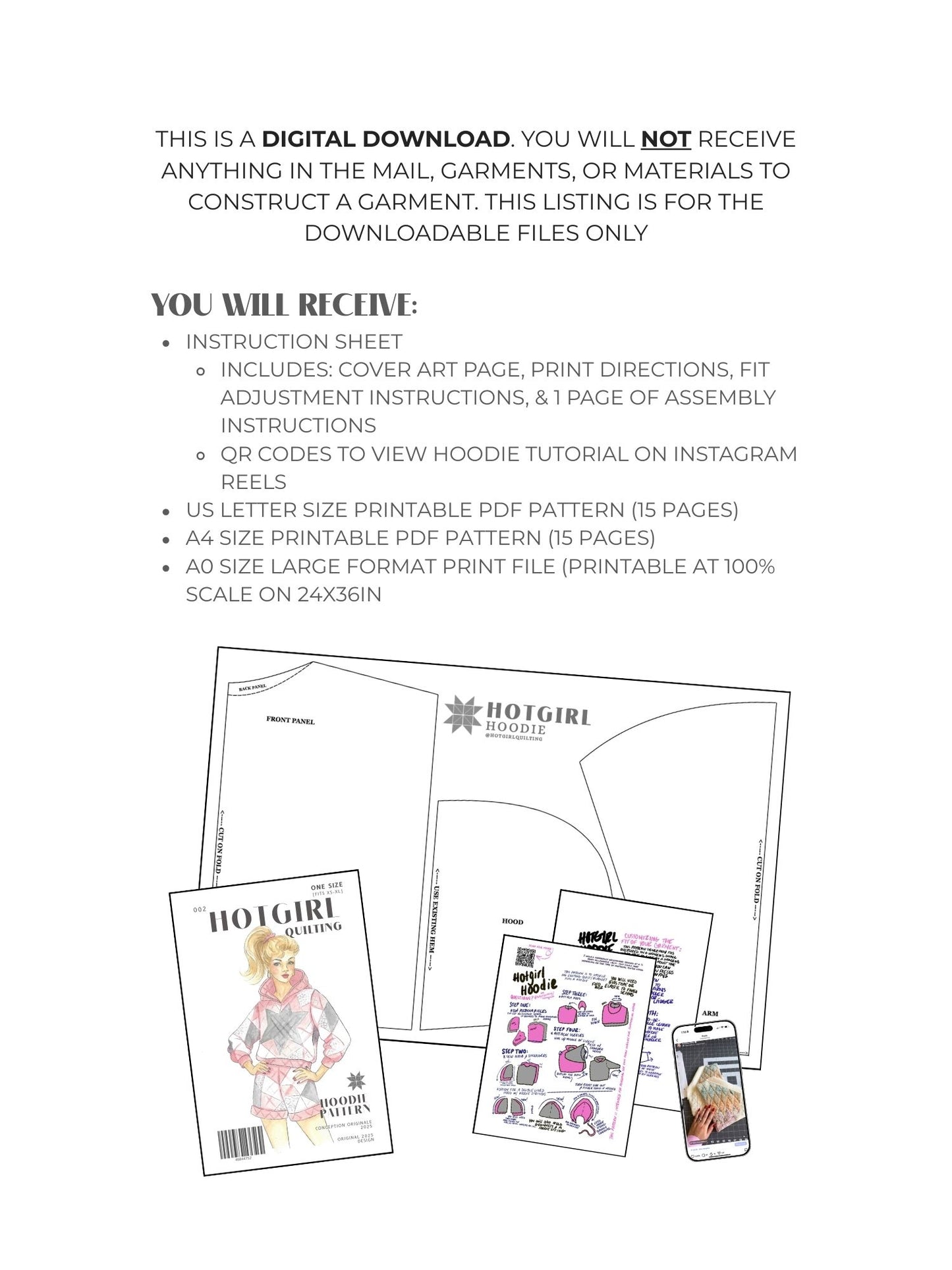 Hoodie - PDF Pattern - Hot Girl Quilting