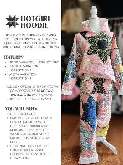 Hoodie - Paper Pattern - Hot Girl Quilting
