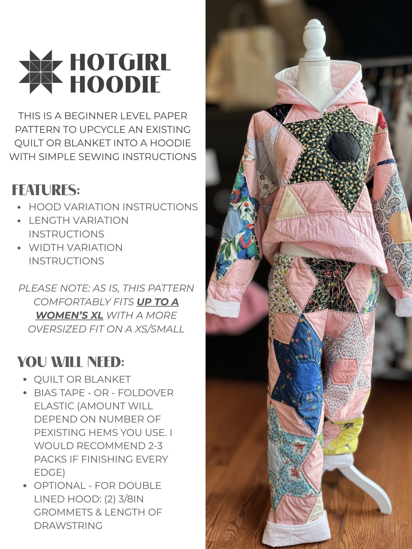 Hoodie - PDF Pattern - Hot Girl Quilting