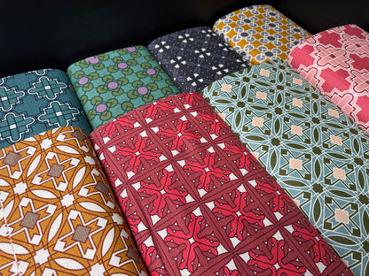 Prism #27989 - Olive/Blue - Wright Prisms - Frank Lloyd Wright - Cloud 9 Fabrics - Barkcloth