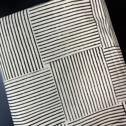 Modern Weave Black/Cream  - Bagru Indian Cotton Block Print