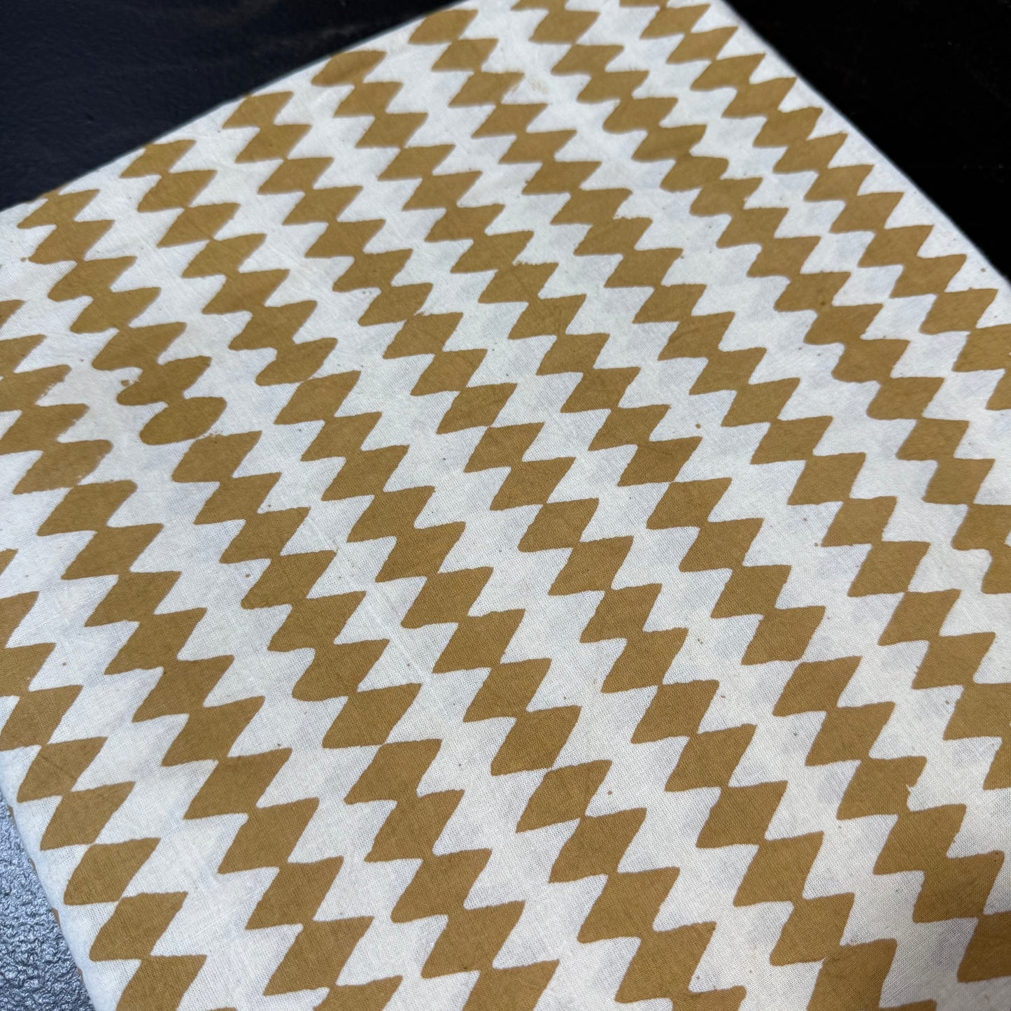 Earth ZigZag Cumin - Bagru Indian Cotton Block Print