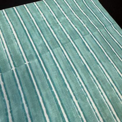 Regatta Stripe Teal - Bagru Indian Cotton Block Print