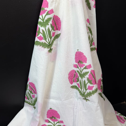 Spring Thistle - Bagru Indian Cotton Screen Print