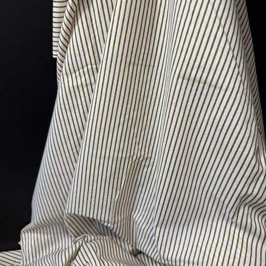 Parallel Lines Khaki  - Bagru Indian Cotton Screen Print