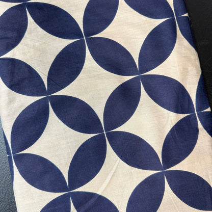 Navy Orbit (beige and navy blue) - Bagru Indian Cotton Screen Print