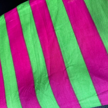 Bold Lines Fuchsia/Lime - Bagru Indian Cotton Screen Print