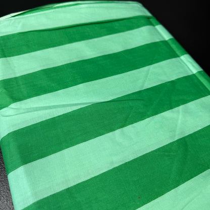 Bold Lines Kelly Green/Mint - Bagru Indian Cotton Screen Print