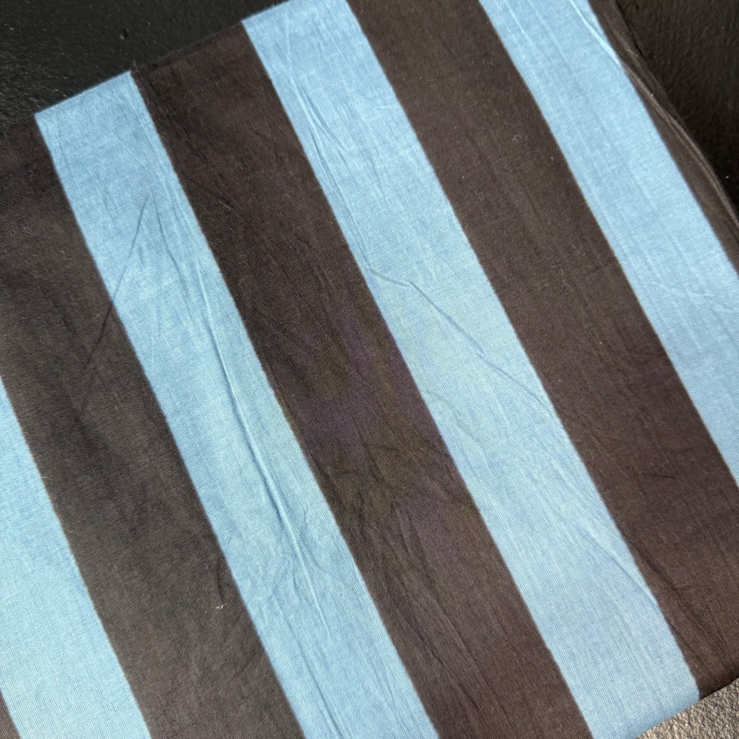 Bold Lines Dark Denim/Black  - Bagru Indian Cotton Screen Print