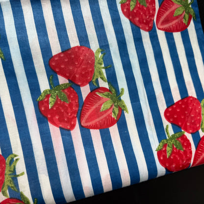 Berry Fresh Blue  - Bagru Indian Cotton Screen Print