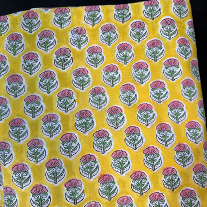 Floral Sunshine Buti - Bagru Indian Cotton Block Print