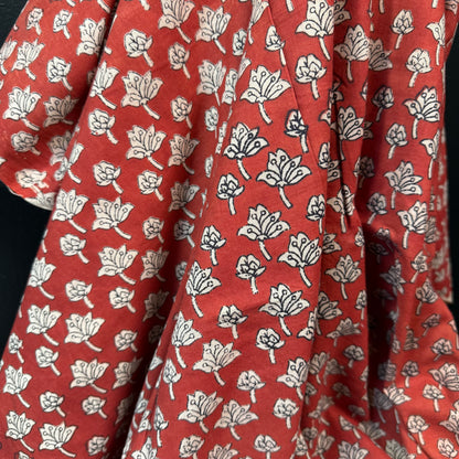 Rust Bloom Drop - Bagru Indian Cotton Block Print