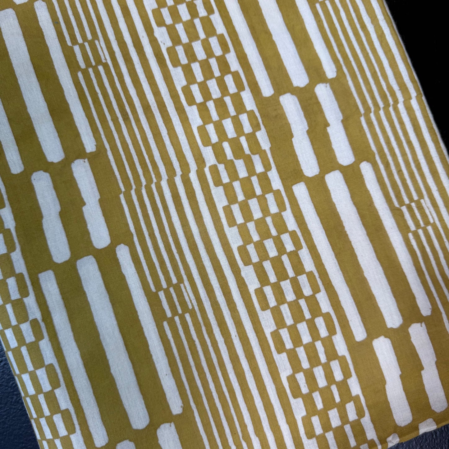 Harvest Lines Gold - Bagru Indian Cotton Block Print