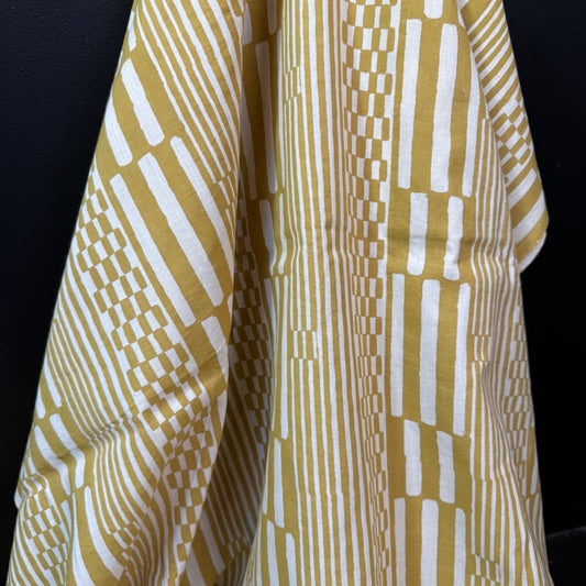 Harvest Lines Gold - Bagru Indian Cotton Block Print