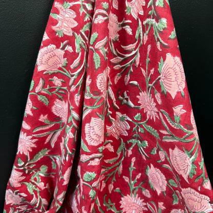 Scarlet Garden - Bagru Indian Cotton Block Print