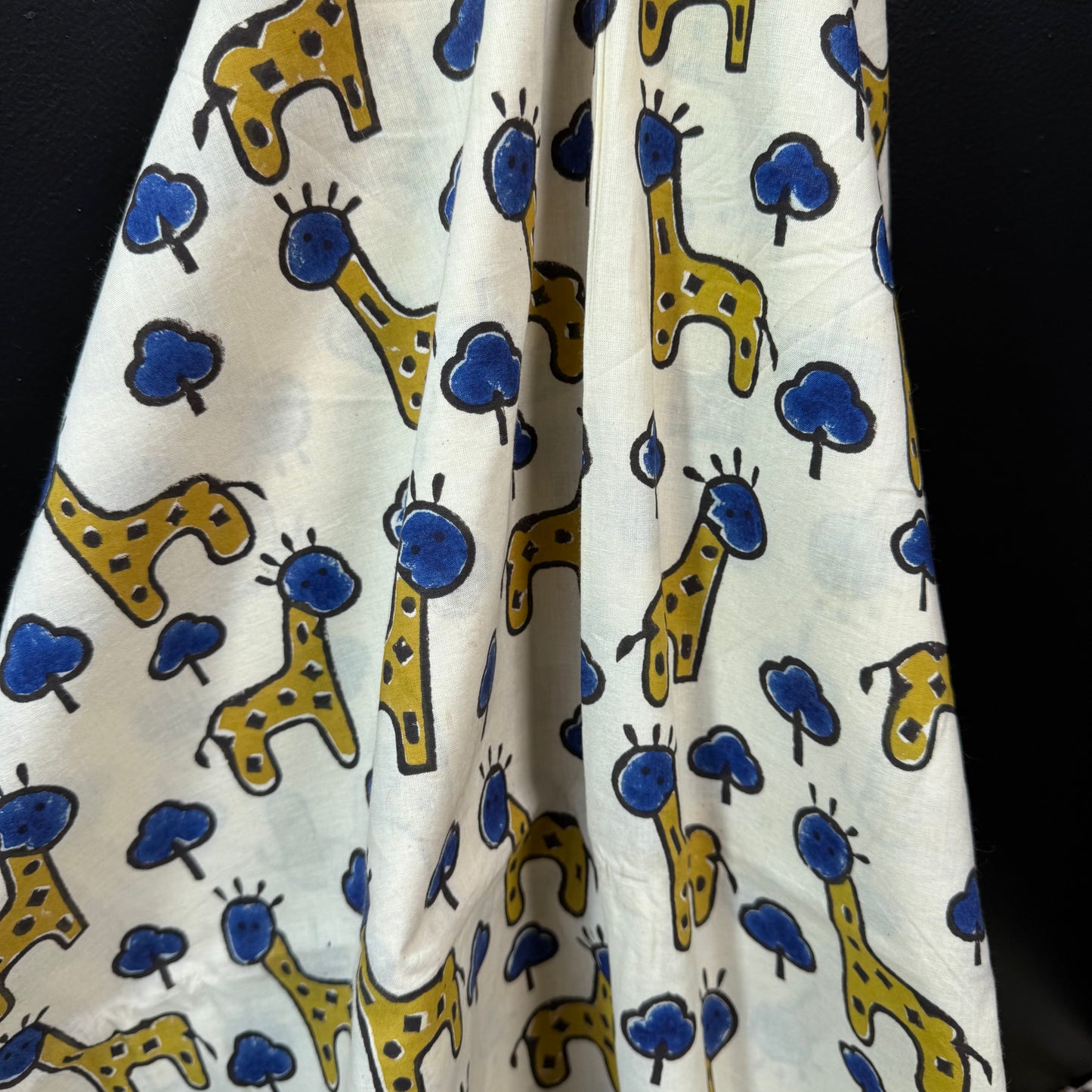 Happy Safari Mustard - Bagru Indian Cotton Block Print