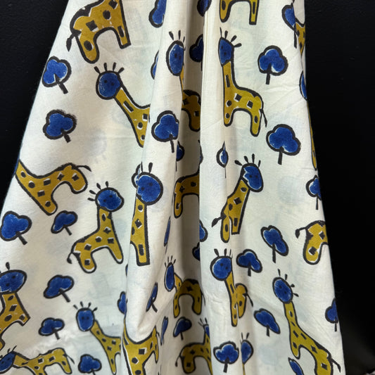 Happy Safari Mustard - Bagru Indian Cotton Block Print